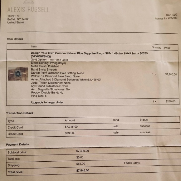 Alexis Russel Wedding Ring: Ethical/Sustainable Rose Gold, Sapphire, Diamonds - Picture 11 of 11